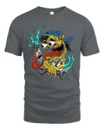 Psychedelic Skull Snail Dark Surreal Graphic T Shirt - gray t-shirt on white background