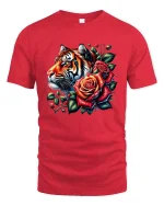 Warrior Of Fearless Courage Flaming Sword Graphic T Shirt - red t-shirt on white background