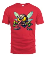 Crazy Monster Mechanic Cartoon Graphic T Shirt - red t-shirt on white background