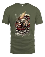 Archangel Rising Wings Of Fire Dark Fantasy Graphic T Shirt - military green t-shirt on white background