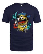 Psychedelic Skull Snail Dark Surreal Graphic T Shirt - navy t-shirt on white background