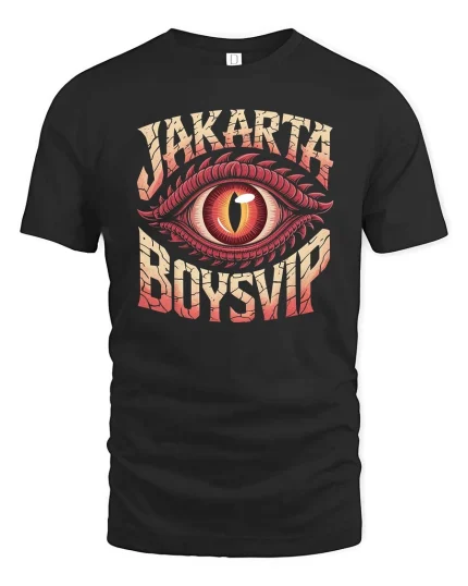 Jakarta Boysvid Vintage Eye Graphic Streetwear T Shirt Art - black t-shirt on white background
