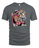 Crazy Street Monster Cartoon Urban Graffiti Graphic T Shirt - gray t-shirt on white background