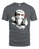Believe Masked Street Rebel Urban Graphic T Shirt - gray t-shirt on white background