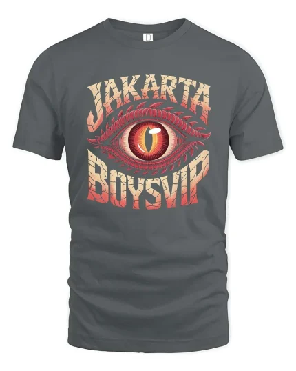 Jakarta Boysvid Vintage Eye Graphic Streetwear T Shirt Art - gray t-shirt on white background