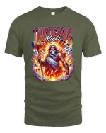 Thunder God Mighty Hammer Lightning Mythology Graphic T Shirt - military green t-shirt on white background