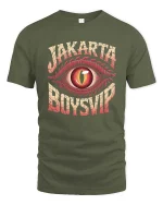 Jakarta Boysvid Vintage Eye Graphic Streetwear T Shirt Art - military green t-shirt on white background