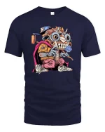 Crazy Street Monster Cartoon Urban Graffiti Graphic T Shirt - navy t-shirt on white background