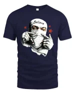 Believe Masked Street Rebel Urban Graphic T Shirt - navy t-shirt on white background