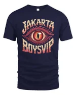 Jakarta Boysvid Vintage Eye Graphic Streetwear T Shirt Art - navy t-shirt on white background