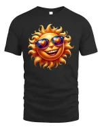Happy Sunshine Emoji Graphic T Shirt Love Summer Vibes - black t-shirt on white background