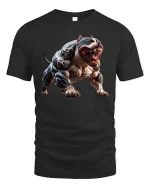 Fierce Tattooed Pitbull Graphic T Shirt Savage Guard Dog Style - black t-shirt on white background