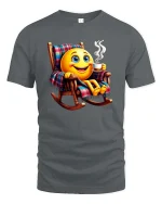 Relaxing Coffee Smile Emoji Graphic T Shirt Cozy Morning Vibes - gray t-shirt on white background