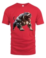 Fierce Tattooed Pitbull Graphic T Shirt Savage Guard Dog Style - red t-shirt on white background