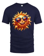 Happy Sunshine Emoji Graphic T Shirt Love Summer Vibes - navy t-shirt on white background