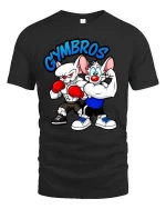 Funny Gymbros Strong Cartoon Mice Bodybuilder Graphic T Shirt - black t-shirt on white background
