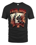 Fatal Odds Skull Ace Playing Cards Dice Casino Graphic T Shirt - black t-shirt on white background