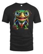 Funny Nerd Turtle Office Worker Cartoon Graphic T Shirt - black t-shirt on white background
