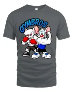 Funny Gymbros Strong Cartoon Mice Bodybuilder Graphic T Shirt - gray t-shirt on white background