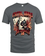 Fatal Odds Skull Ace Playing Cards Dice Casino Graphic T Shirt - gray t-shirt on white background