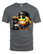 Funny Coffee Lover Smiley Barista Cartoon Graphic T Shirt - gray t-shirt on white background