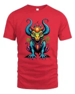 Colorful Mythical Dragon Beast Fantasy Cartoon Graphic T Shirt - red t-shirt on white background