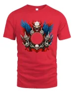 Dark Demon Skull Wings Heavy Metal Gothic Graphic T Shirt - red t-shirt on white background