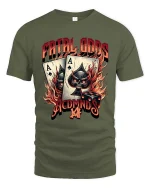 Fatal Odds Skull Ace Playing Cards Dice Casino Graphic T Shirt - military green t-shirt on white background