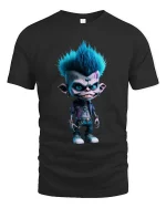 Cool Punk Monster Cartoon Rebel Character Graphic T Shirt - black t-shirt on white background