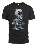 Funny Robot Skull Cartoon Sci Fi Cyborg Graphic T Shirt - black t-shirt on white background