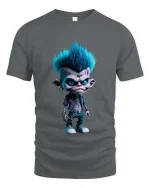 Cool Punk Monster Cartoon Rebel Character Graphic T Shirt - gray t-shirt on white background