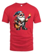 Cool Rock Guitar Gnome Cartoon Music Lover Graphic Tee - red t-shirt on white background