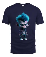 Cool Punk Monster Cartoon Rebel Character Graphic T Shirt - navy t-shirt on white background