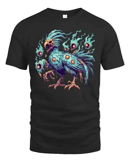 Dark Phoenix Spirit Bird Fantasy Gothic Graphic T Shirt - black t-shirt on white background