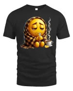 Sick Emoji Wrapped In Blanket Funny Graphic T Shirt - black t-shirt on white background