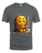 Sick Emoji Wrapped In Blanket Funny Graphic T Shirt - gray t-shirt on white background