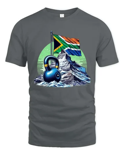 Vintage Mountain Kettlebell Workout Fitness Graphic T Shirt - gray t-shirt on white background