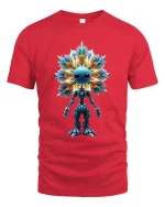 Cute Cosmic Flower Robot Sci Fi Graphic T Shirt - red t-shirt on white background