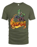 Fire OG Funny Weed Monster Cannabis Graphic T Shirt - military green t-shirt on white background