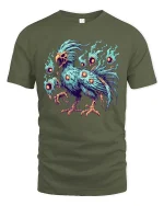 Dark Phoenix Spirit Bird Fantasy Gothic Graphic T Shirt - military green t-shirt on white background