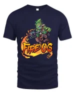Fire OG Funny Weed Monster Cannabis Graphic T Shirt - navy t-shirt on white background