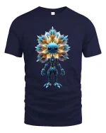 Cute Cosmic Flower Robot Sci Fi Graphic T Shirt - navy t-shirt on white background