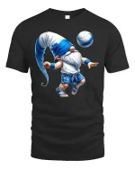 Funny Soccer Gnome T-Shirt Cute Fantasy Football Player Tee - black t-shirt on white background
