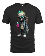 Funny Graffiti Skull T-Shirt Street Art Skeleton Spray Tee - black t-shirt on white background