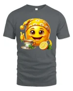 Cute Tea Lover Emoji T-Shirt Lemon Smile Cozy Tee - gray t-shirt on white background
