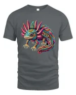 Colorful Axolotl T-Shirt Psychedelic Cute Salamander Tee - gray t-shirt on white background
