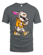 Cool Cat Streetwear T-Shirt Hip Hop Cartoon Kitty Tee - gray t-shirt on white background