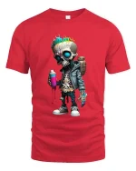 Funny Graffiti Skull T-Shirt Street Art Skeleton Spray Tee - red t-shirt on white background