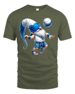 Funny Soccer Gnome T-Shirt Cute Fantasy Football Player Tee - military green t-shirt on white background