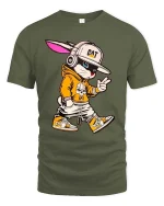 Cool Cat Streetwear T-Shirt Hip Hop Cartoon Kitty Tee - military green t-shirt on white background